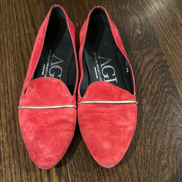 AGL Red Flats Suede Loafers size 7.5 - Picture 2 of 7